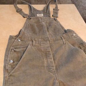 Army green overall shorts